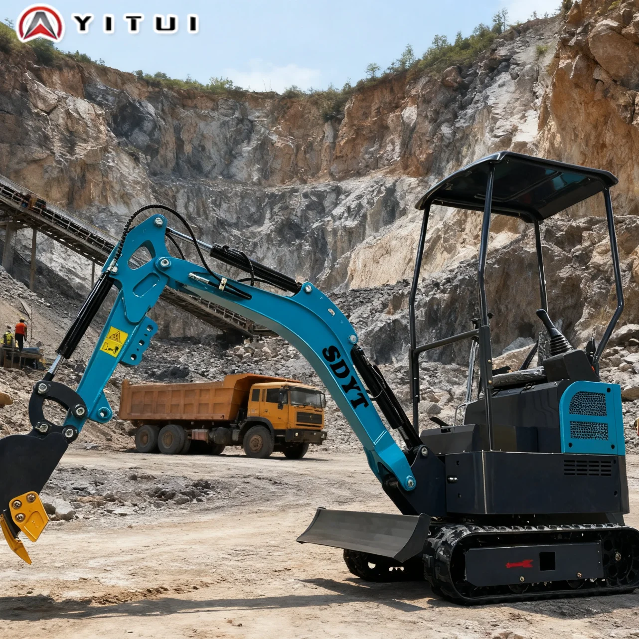 1.5 طن حفارة هيدروليكية صغيرة YITUI حفار زاحف صغير كفاءة عالية للزراعة المناظر الطبيعية للاستخدام المنزلي حسب الطلب