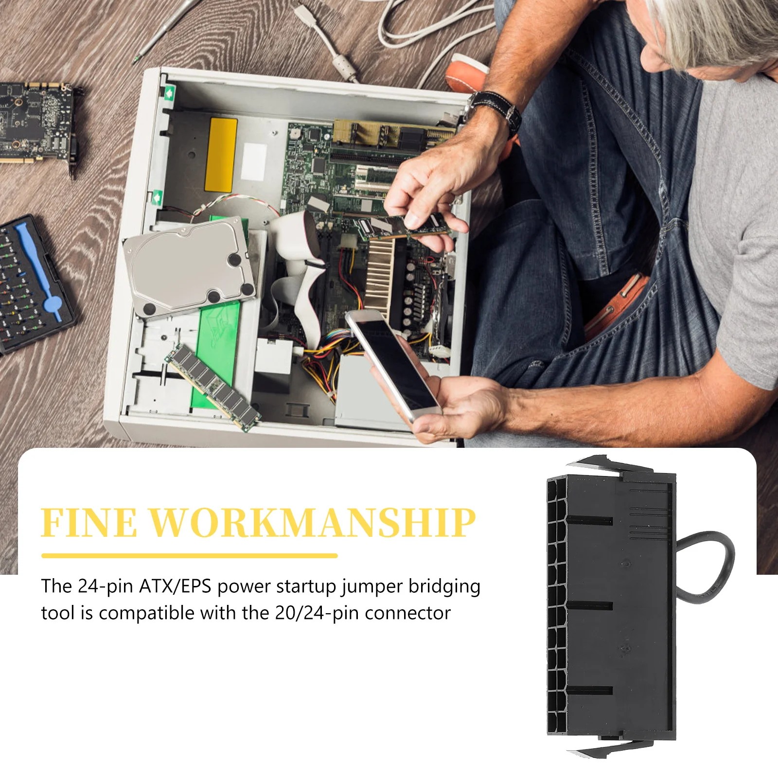 4 шт., блок питания Atx, стартер, перемычка, мостовой инструмент, совместимый 20 24-контактный разъем, тестер для ПК, горничное водяное охлаждение