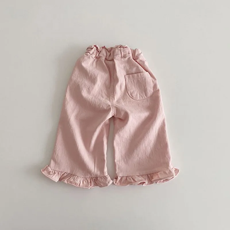 2024 Spring New Children Loose Trousers Baby Girl Cute Lace Wide Leg Pants Toddler Fashion Versatile Casual Pants Kids Clothes