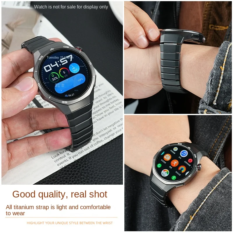 Tali Titanium Ujung Melengkung untuk Jam Tangan Huawei GT 5 Pro 46Mm Gelang Jam Busur Rilis Cepat Urltra-ringan untuk Pria Huawei GT5 Pro 22Mm