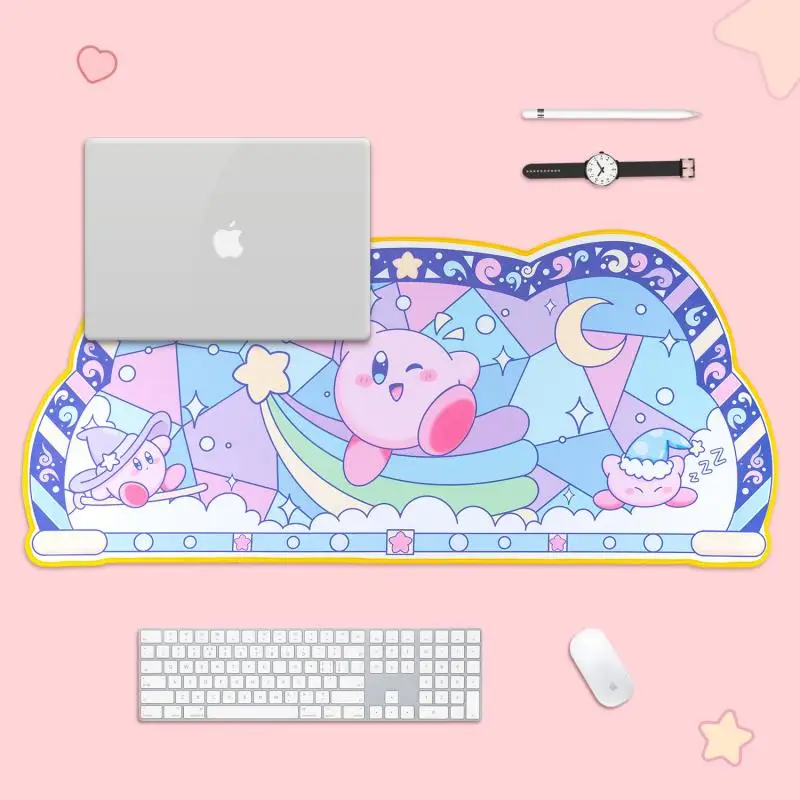 Kawaii Anime Kirbys Mouse Pad Cartoon Cute Plush Rug Blanket Student Huge Wrist Pad Non Slip Table Mat Carpet Accessories Gifts