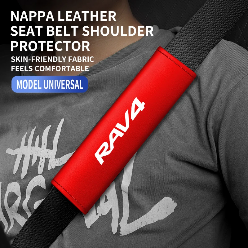 1PC Leather Car Seat Belt Shoulder Protector Cover Safety Belt Padding Pad For Rav4 2022 2021 2020 2019