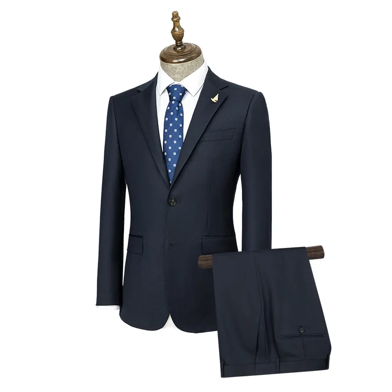 

4-E19 Machine Washable Semi-linen Lined Suit suit Men's High-end Business Dress 100% Wool Suit Men's Pure Wool Jacket