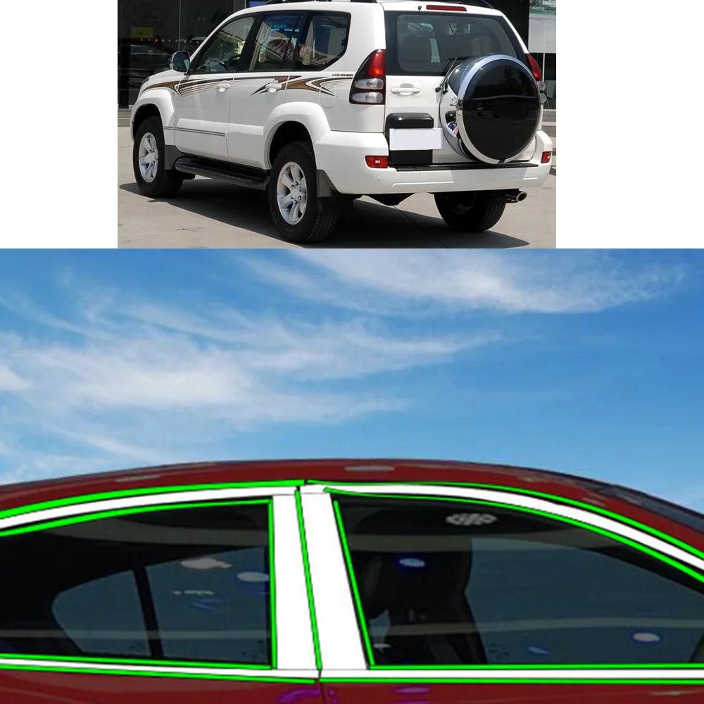 Car Sticker Garnish Pillar Window Middle Strip Trim Frame For Toyota Land Cruiser Prado/FJ120 2003 2004 2005 2006 2007 2008 2009