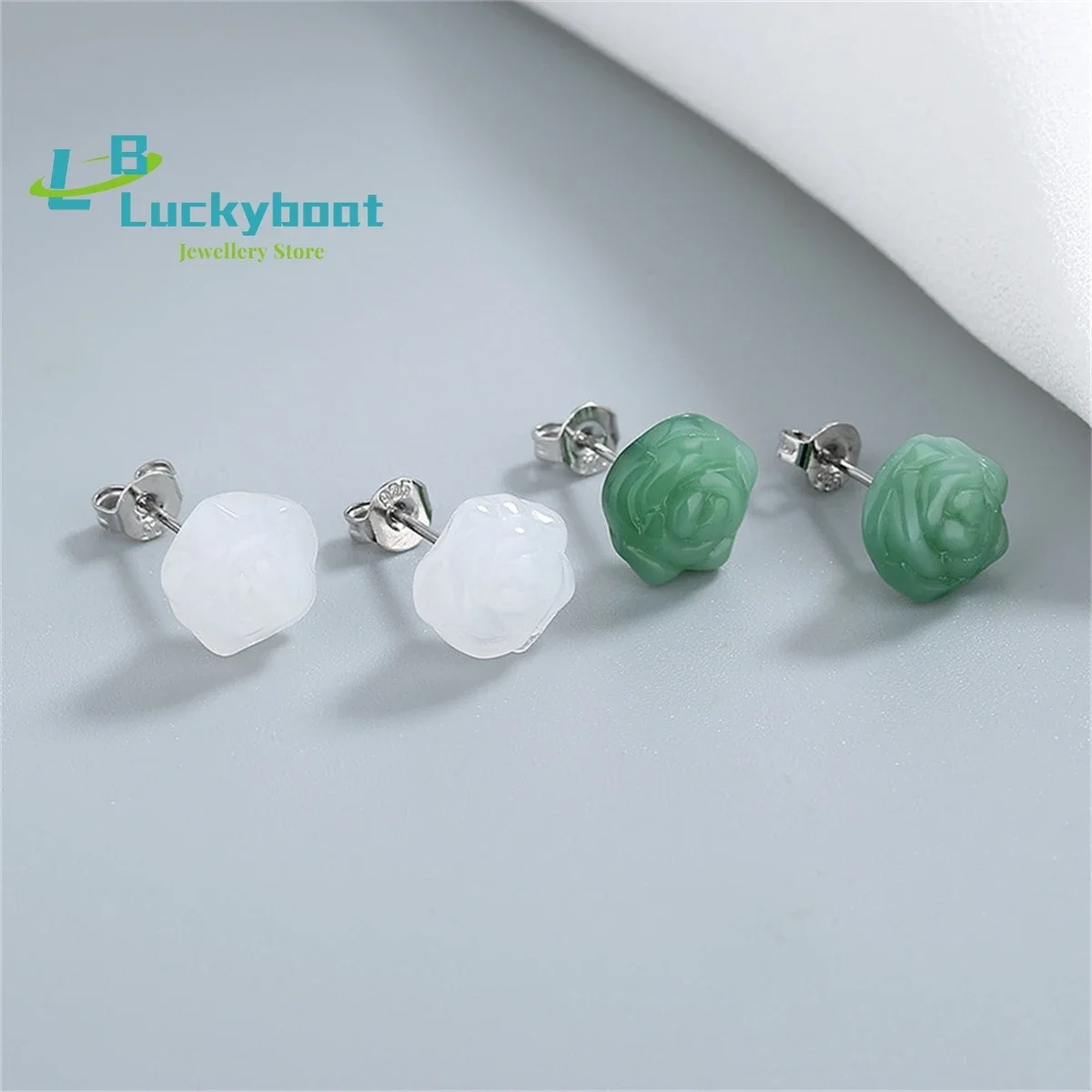 Exquisite Retro Hotan Jade Earrings Inlaid Temperament Biyu Nu Hand Carved Rose Jade Earrings For Mother Great Gift Jewellery