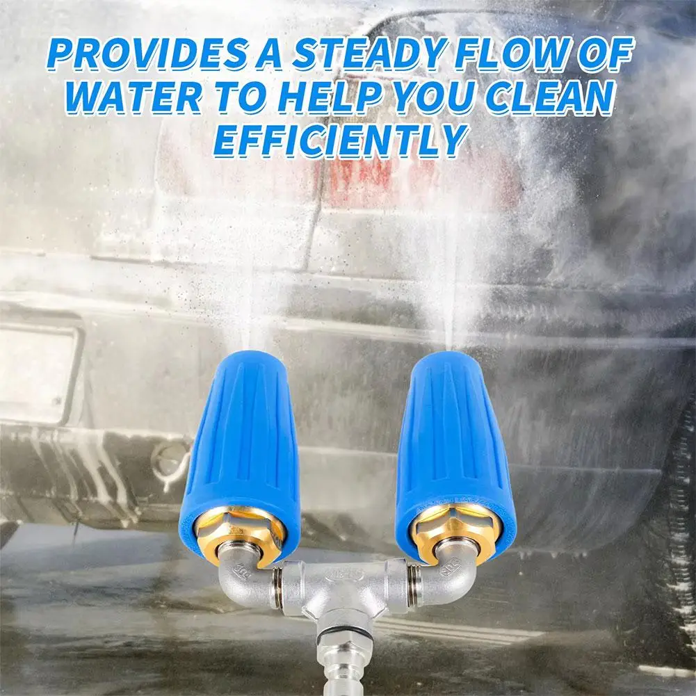 

4000PSI Max 360° Rotatable Twin Turbine Nozzle High Garden Cleaning Tip Spray Turbo Rotating Dual Pressure Washer Tools A7O2