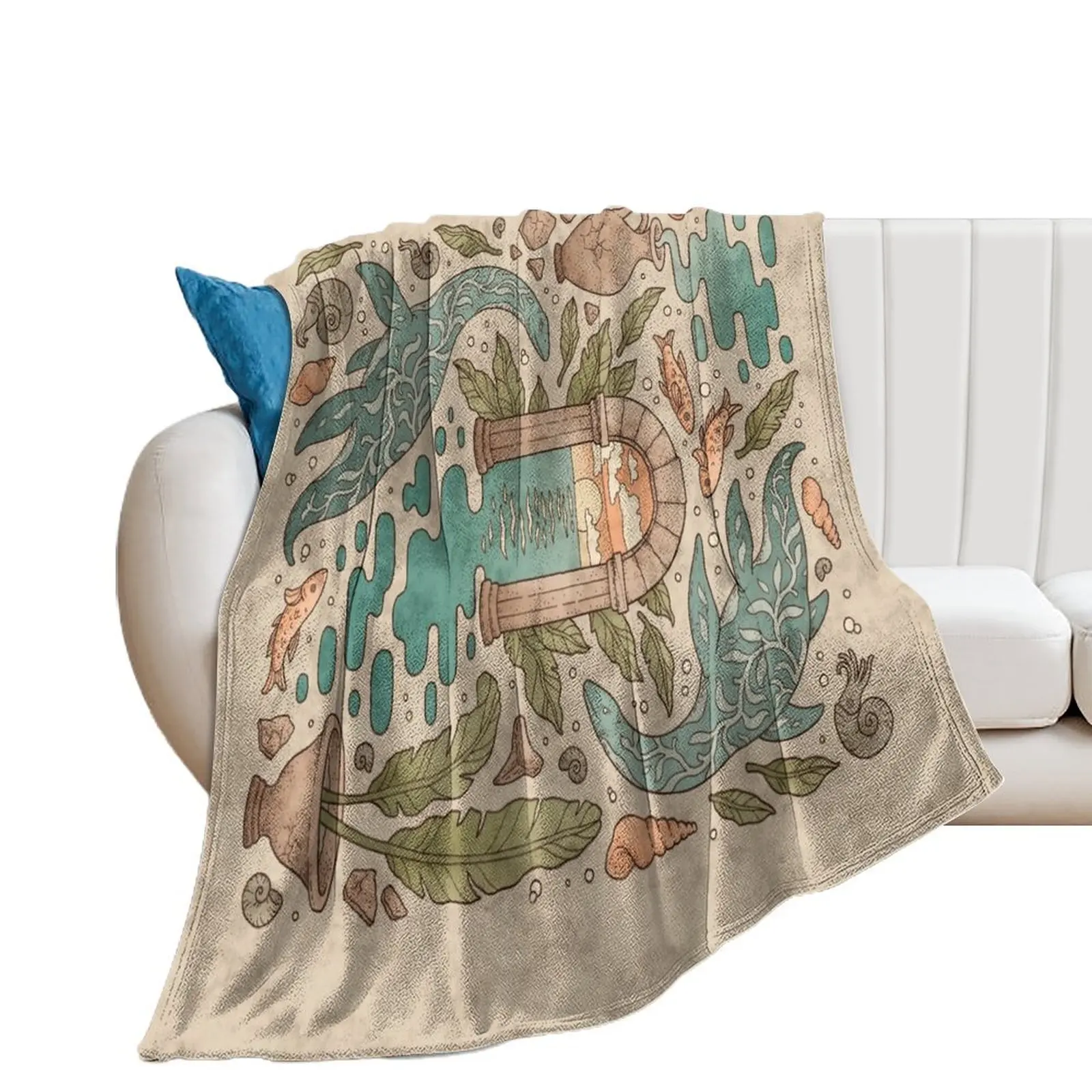 

Paradise Panthalassa Natural History Ocean Fantasy Art Throw Blanket Vintage Giant Sofa Blankets