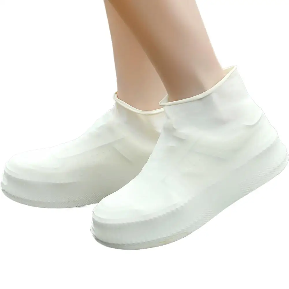 1 paar latex regenlaarzen waterdichte overschoenen wit, regenoverschoenen, de hele dag comfortabele elastische pasvorm, unisex overschoenen