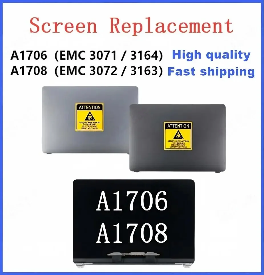 High Quality LCD Screen Assembly for MacBook Pro 13.3 Inch A1706 A1708 Display Late 2016 Mid 2017 Space Gray & Silver
