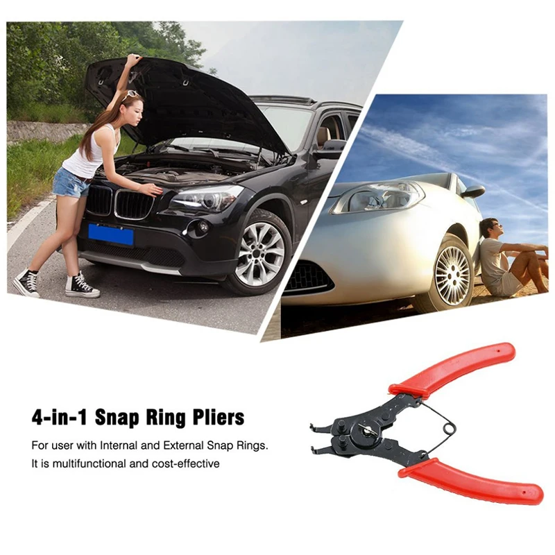 Multi-function Snap Ring Pliers Inner Card Outer Card Dual-purpose Red Pliers 4 In 1e Multi-function Spring Disassembly Tool