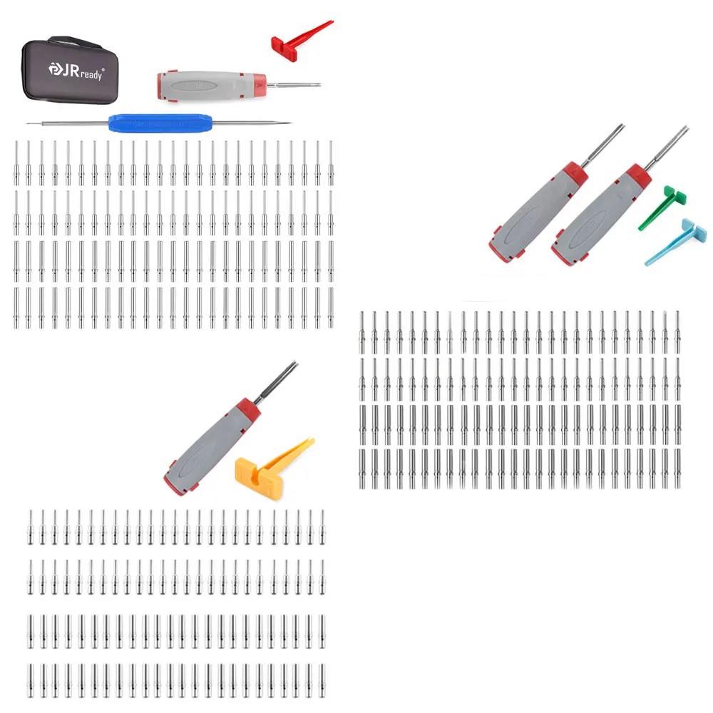 JRready Deutsch Contact Kit, Deutsch Solid Pin, Size 12 16 20 Male Pins&Female Sockets DTP, DT, DTM Series Deutsch Removal Tools