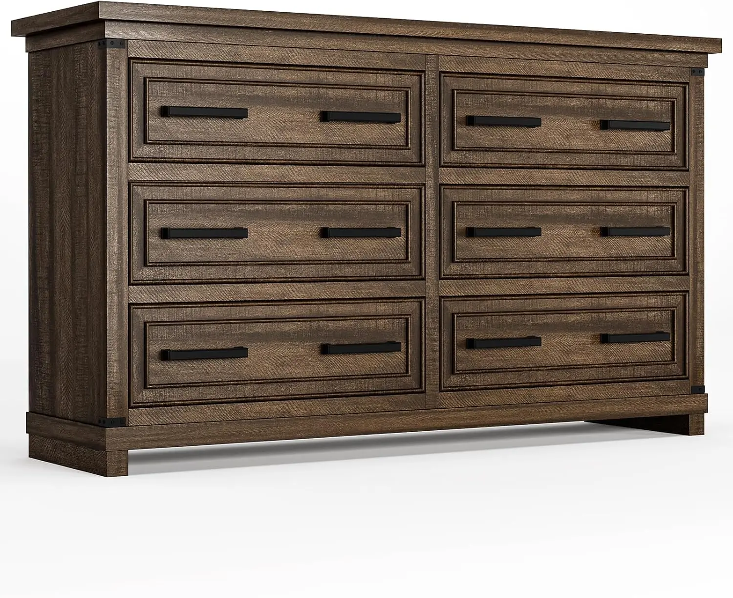 

Farmhouse 6 Drawer Dresser for Bedroom, 55” Rustic Wood Chest of Drawers,Easy Pull Handles for Storage Clothes,