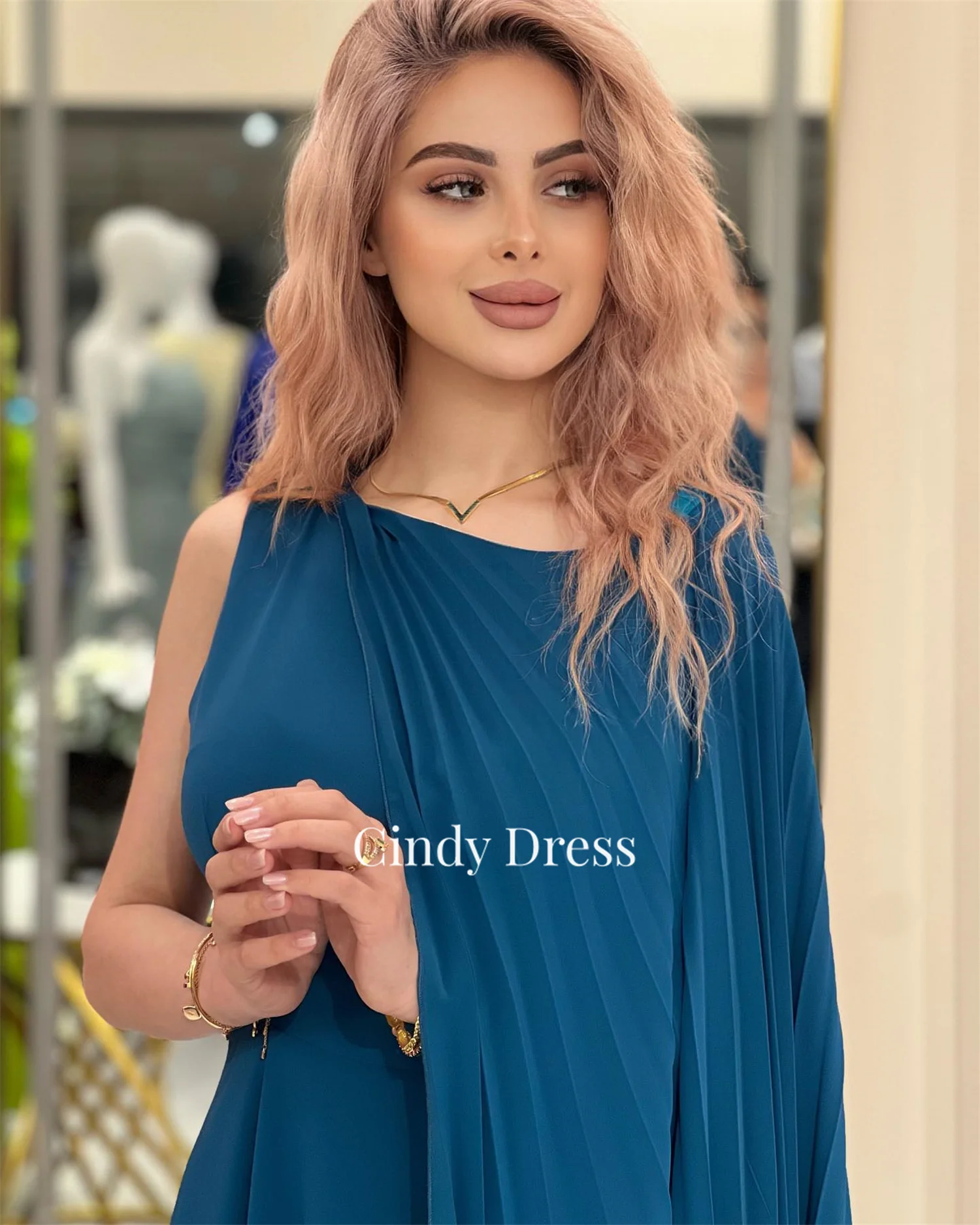 Cindy Shawl Bridesmaid Dress Woman Grace Elegant Evening Dresses for Women Luxury Saudi Arabia Cocktail 2024 Chiffon Pleated