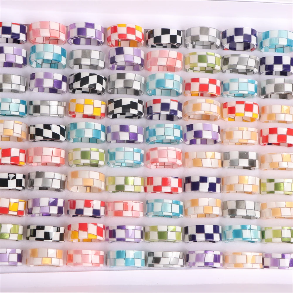 10/20/30/50 قطعة/الوحدة سحر الموضة جميل متعدد الألوان نمط الراتنج النساء خواتم لطيف مضحك فنجر مجوهرات هدايا الحفلات نمط مختلط