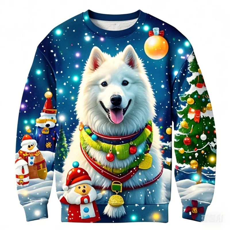 3D Print Cute Samoyed Dog Pattern Sweatshirts For Men Women New In Crew Neck Pullovers Hoodies Clothes Kids Tracksuit Streetwear