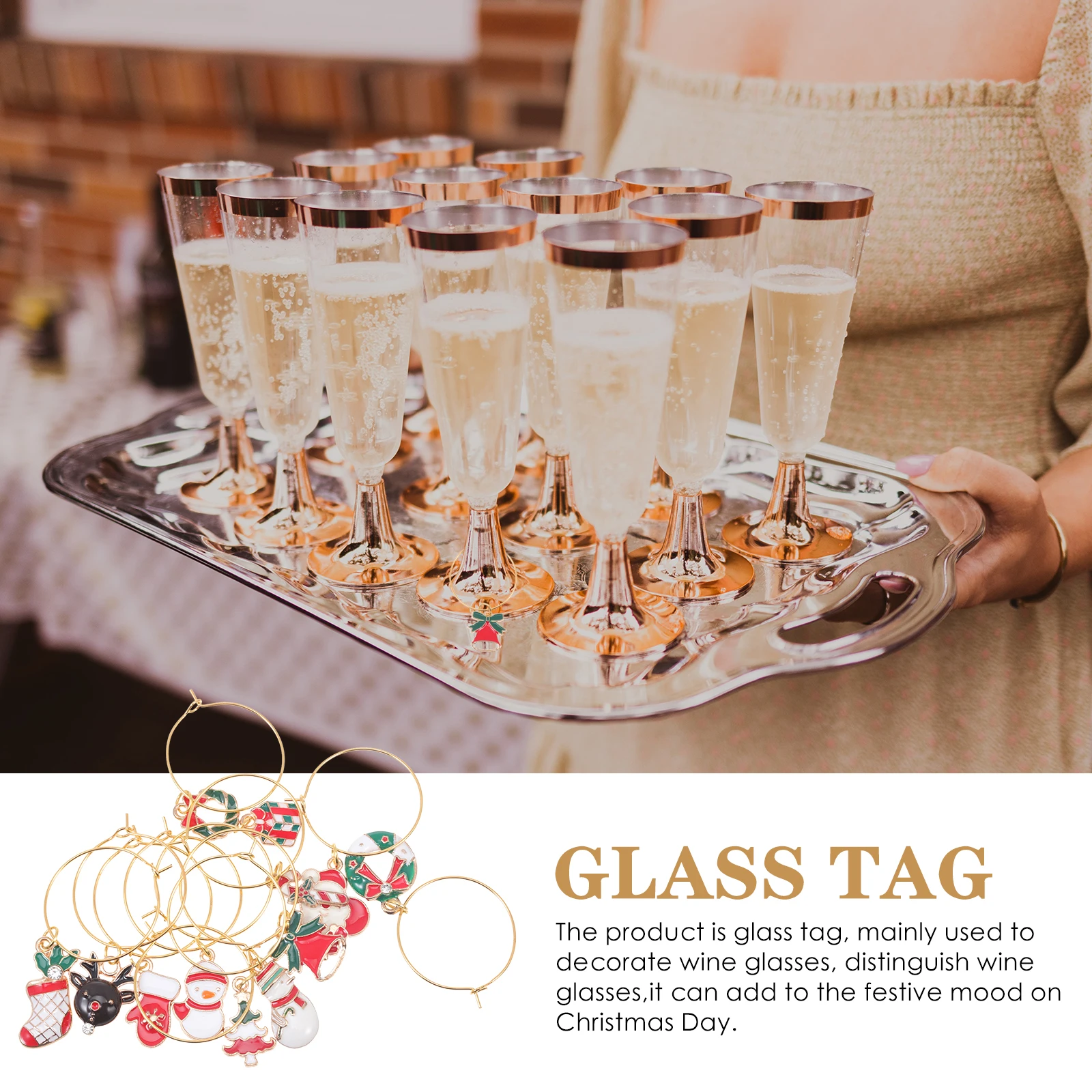 

12 Pcs Wine Glass Marker Circle Markers for Drinks Identifiers Cup Charms Drinking Christmas