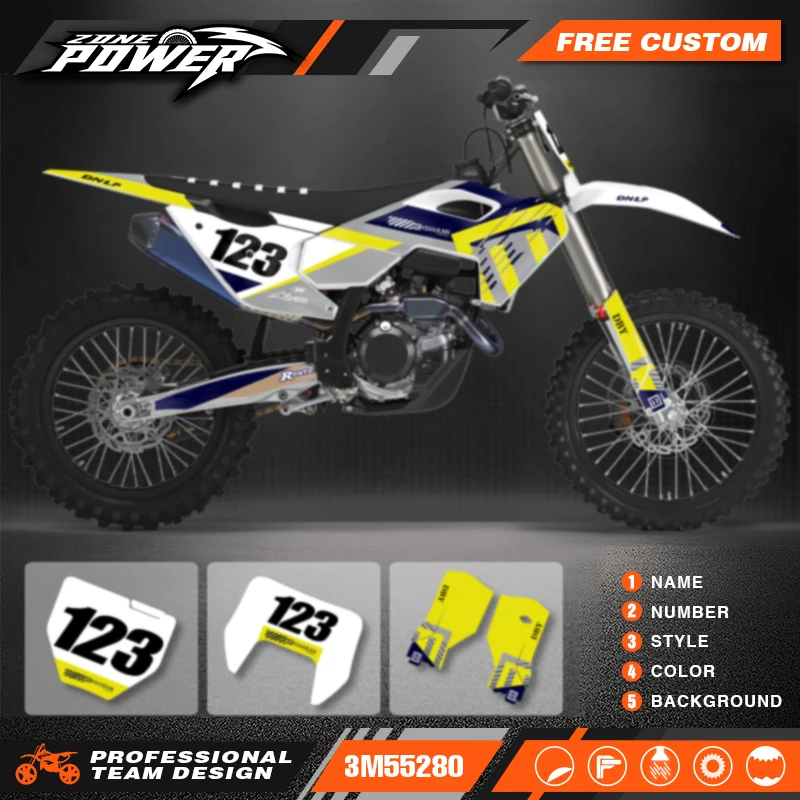 Powerzone Motorcycle Graphics background Decals Sticker Kits for Husqvarna TE FE 2024 2025 2026 TC FC 2023 2024 2025 4