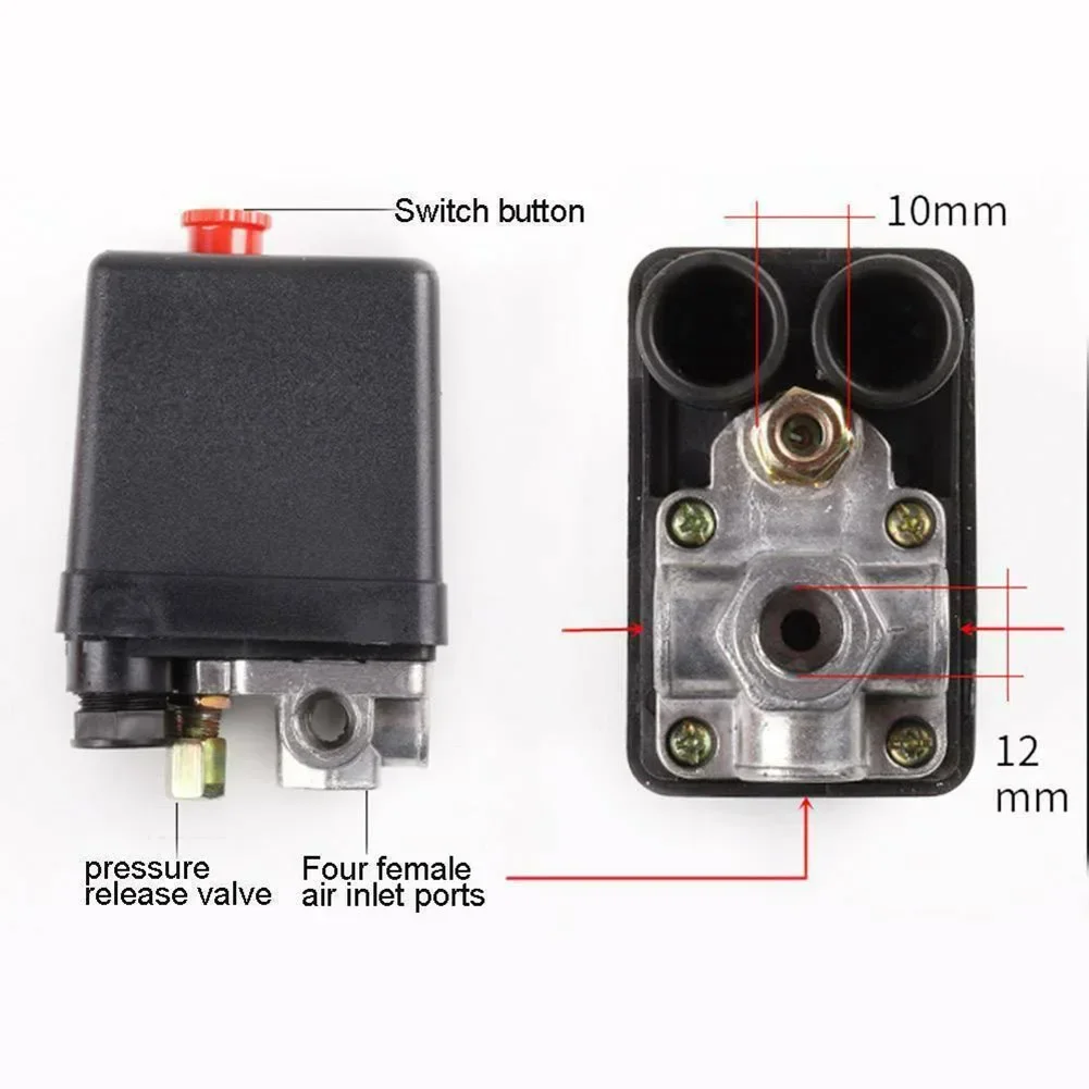 Air คอมเพรสเซอร์ความดันควบคุมวาล์วเปลี่ยนชิ้นส่วน 90-120 PSI 240V 4 พอร์ต Manifold Relief Regulator