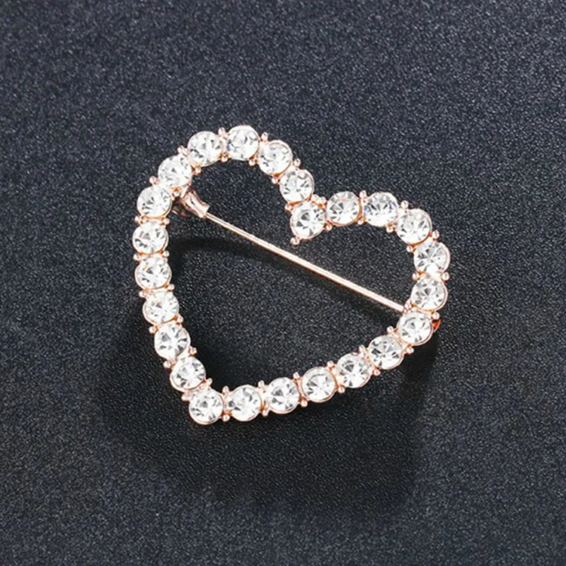 Crystal Heart Brooch Pins Rhinestones Brooches Jewelry For Women Wedding Decor Clothing Dress Accessories Christmas Decoration