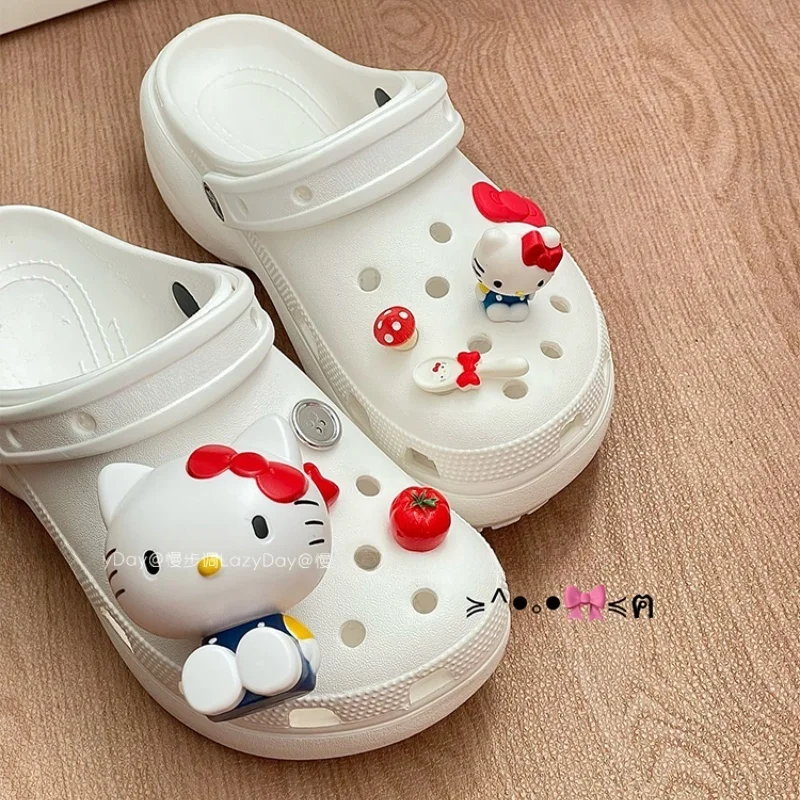 8PCS JIBBITZ Hello Kitty Shoe Charms Set Animal-Themed Shoe Accessories Perfect for Beach Shoes Decoration Xmas Gifts
