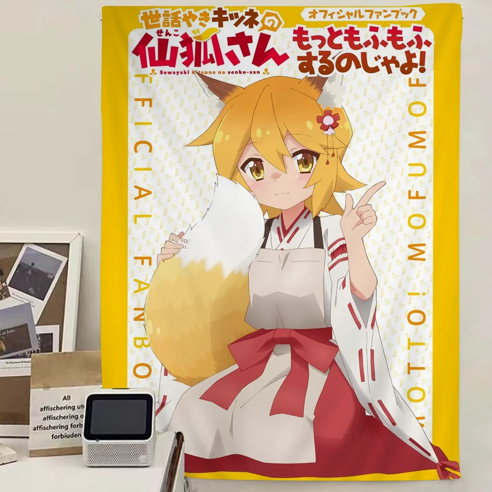 The Helpful Fox Senko San Anime Tapestry Hanging Tarot Hippie Wall Rugs Dorm Wall Hanging Sheets