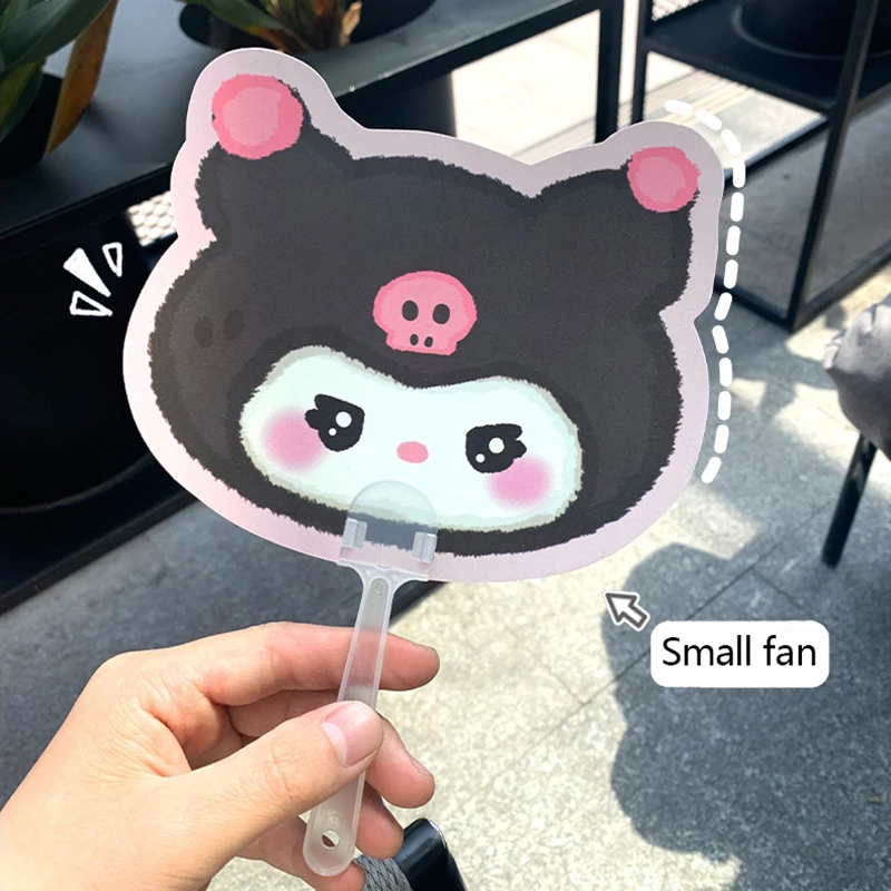 Sanrio Anime Handcranked Cartoon Small Round Fan Portable Handheld Fan Essential For Summer Outings Creative Girl Gifts