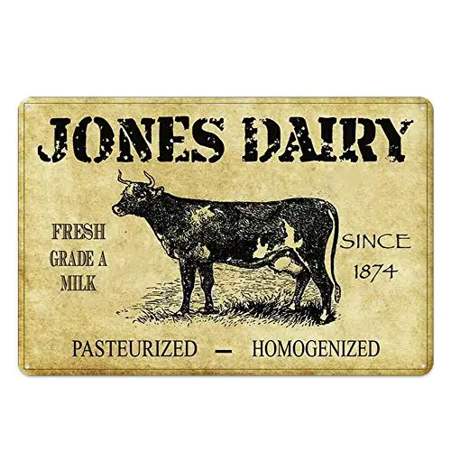 

Original Retro Design Fresh Grade A Milk Tin Metal Signs Wall Art | Thick Tinplate Print Poster Wall Decoration