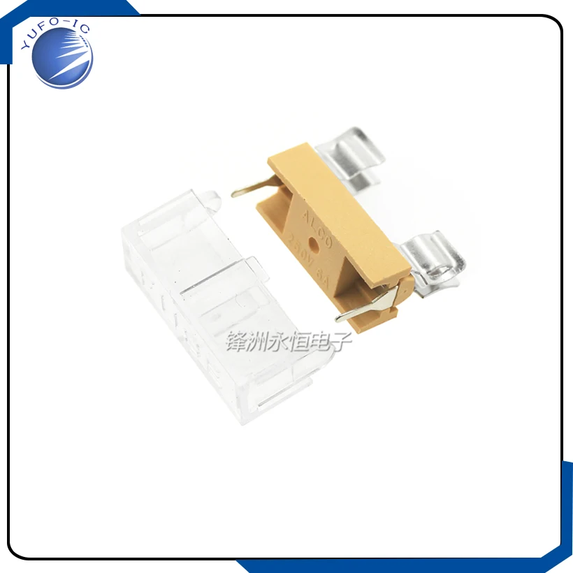 Free Shipping one lot 20pcs 5*20MM Fuse holder clip PCB Mount Fuse Block with Transparent Cover HQ 2Pin 24mm