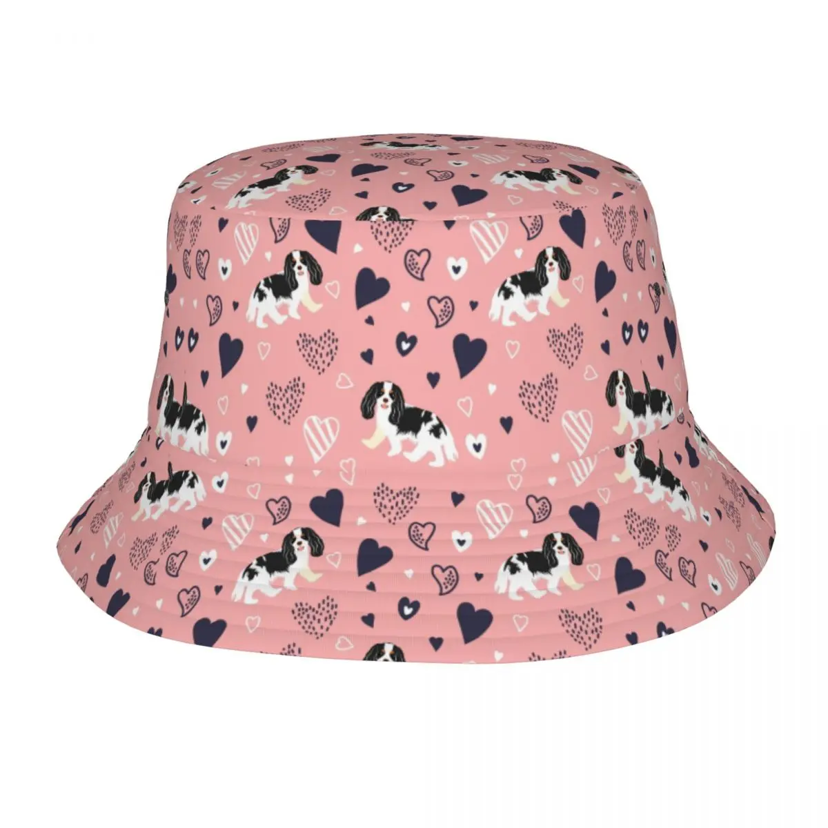 Cavalier King Charles Spaniel Unisex Bucket Hat Customized Summer Beach Sun Cartoon Dog Hat