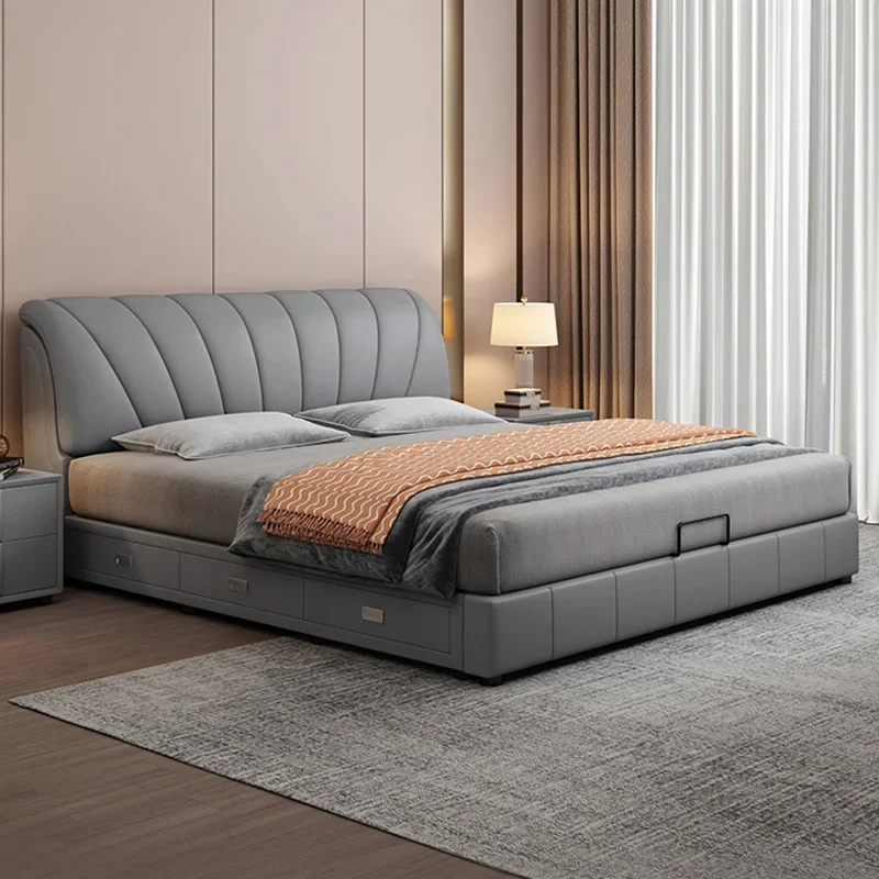 Lounge Luxury Bed Bedroom Storage Minimalist China French Bed Unique Nordic Cama De Lujo Para Dormitorio European Furniture