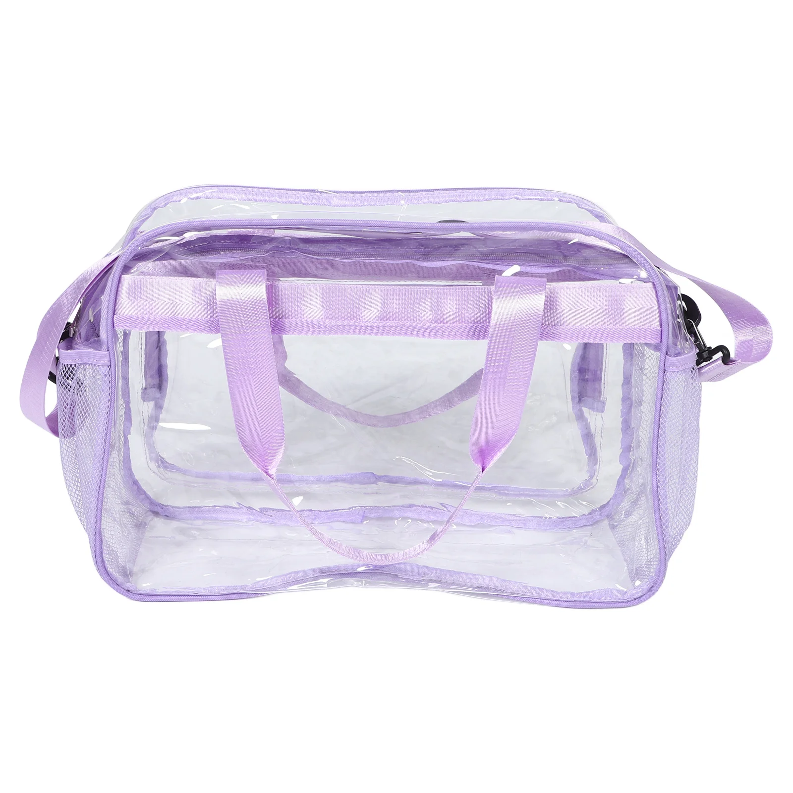 Large Capacity Transparent Tote Bag for Women PVC Clear Gym Travel Handbag Crossbody Organizer for Work Stadium Makeup