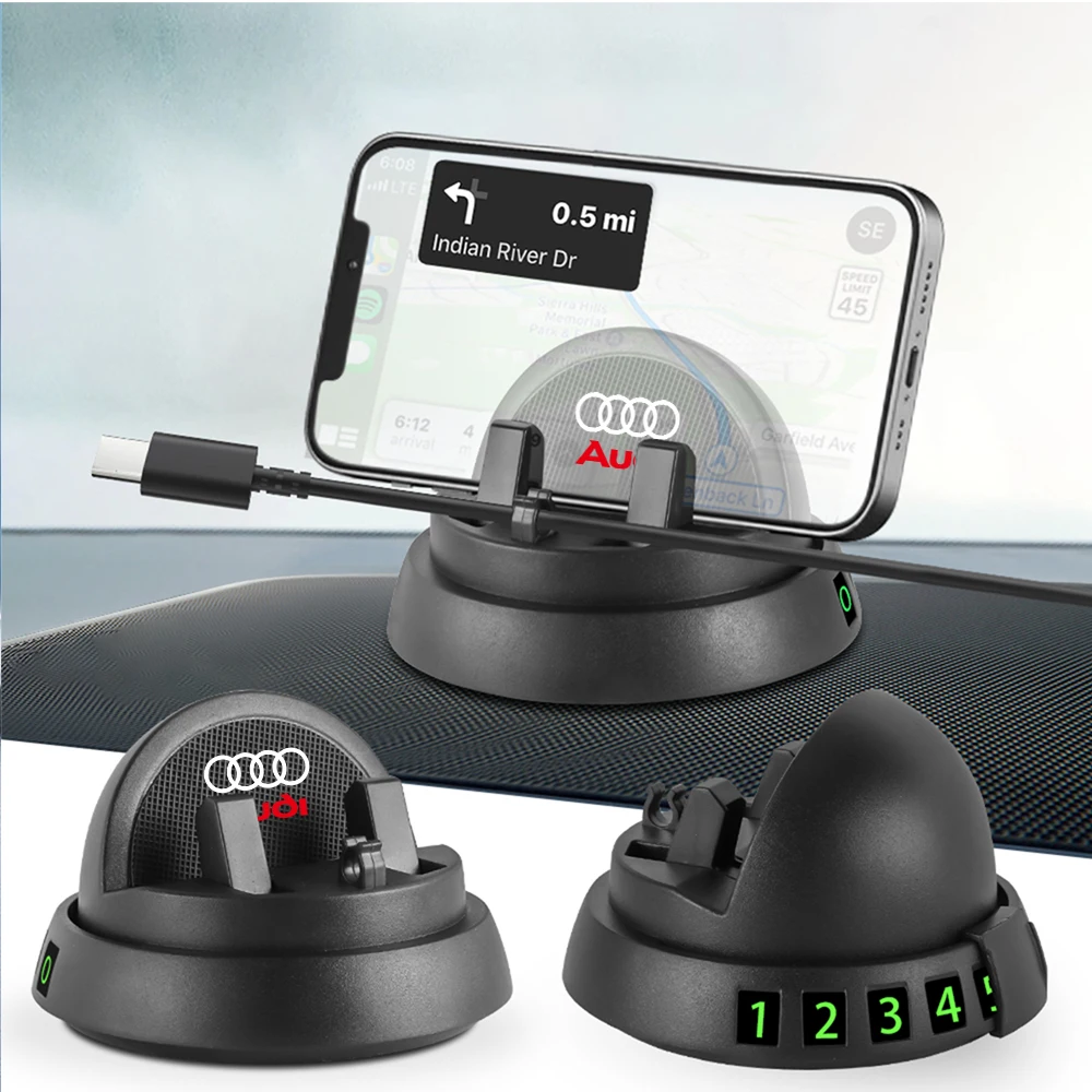 Car Phone Holder Mount 360° Rotatable Dashboard Cell Phone Support Accessorie For Audi Sline A3 8P 8V A4 B8 B6 B7 A6 C6 C5 C7 A5