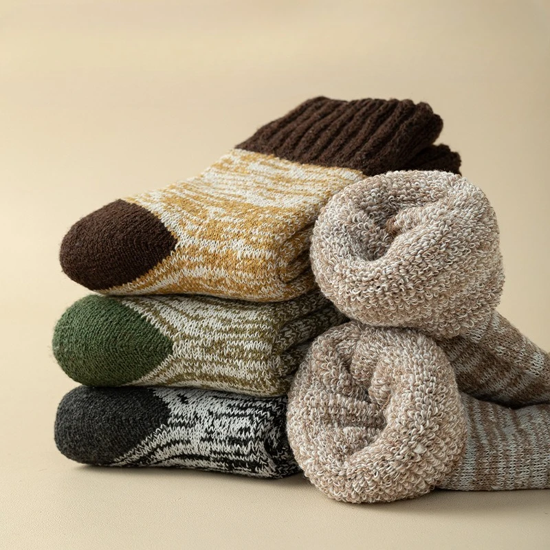 1/5 pairs Winter new Fashion Versatile Mid tube Socks Wool Socks Men Super Thick Hiking Socks Thermal leisure comfortable Socks