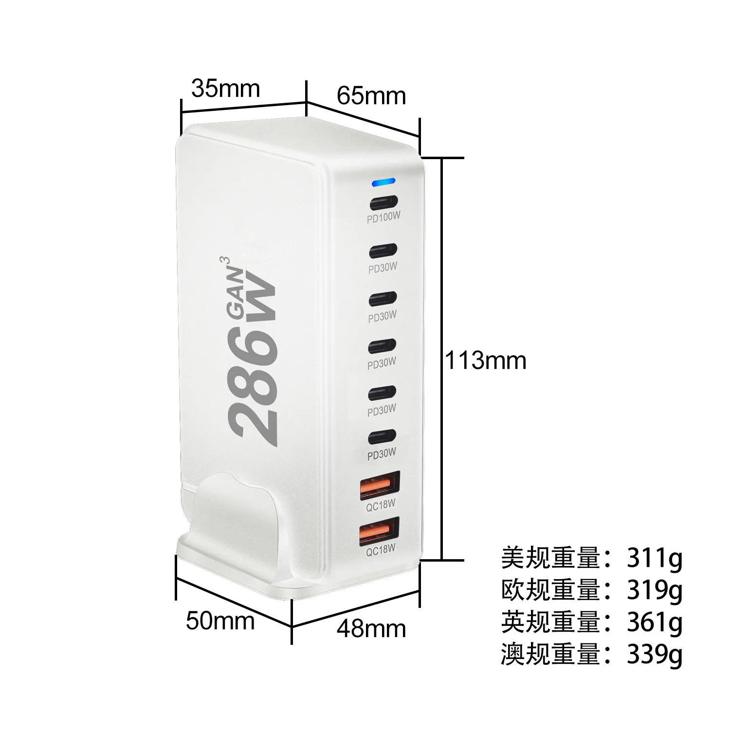 Imagem -05 - Usb Tipo-c pd Carregador de Carregamento Rápido Desktop Gan Charger Portas 240w 286w Usb-c Fit para Iphone Laptop Tablet Android