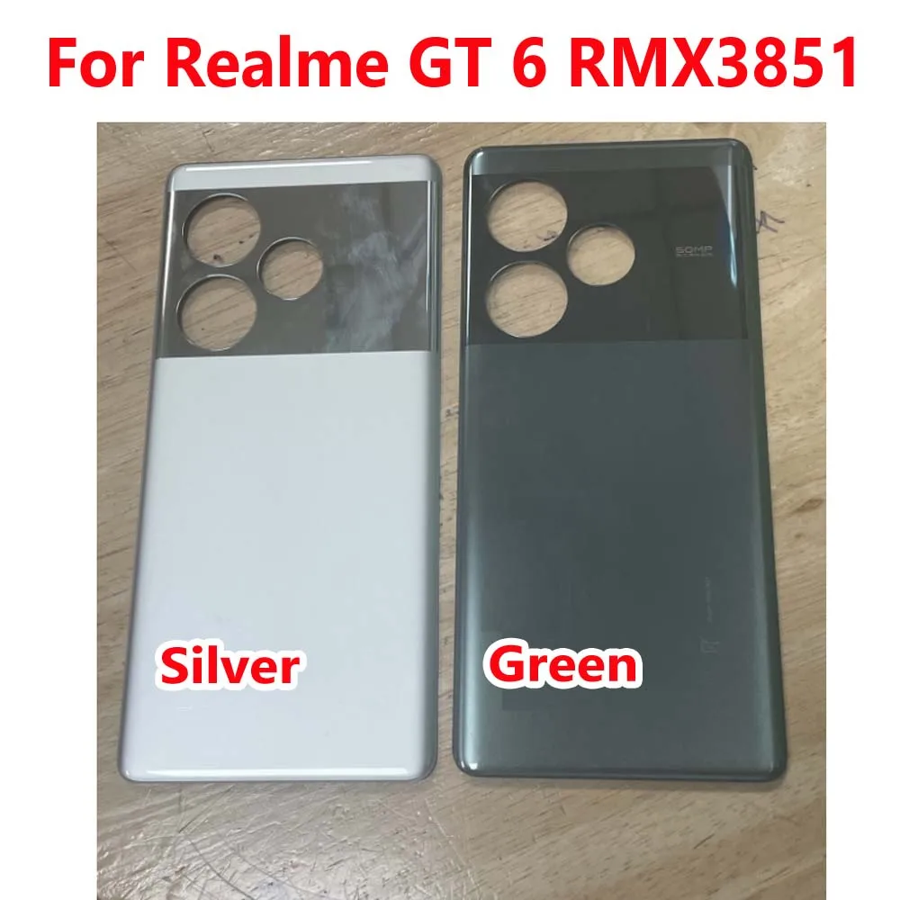 Top AAA+ New Glass Back Battery Cover Housing Door Rear Case For Realme GT 6 RMX3851 GT6 Shell + Adhesive Phone Lid Chassis