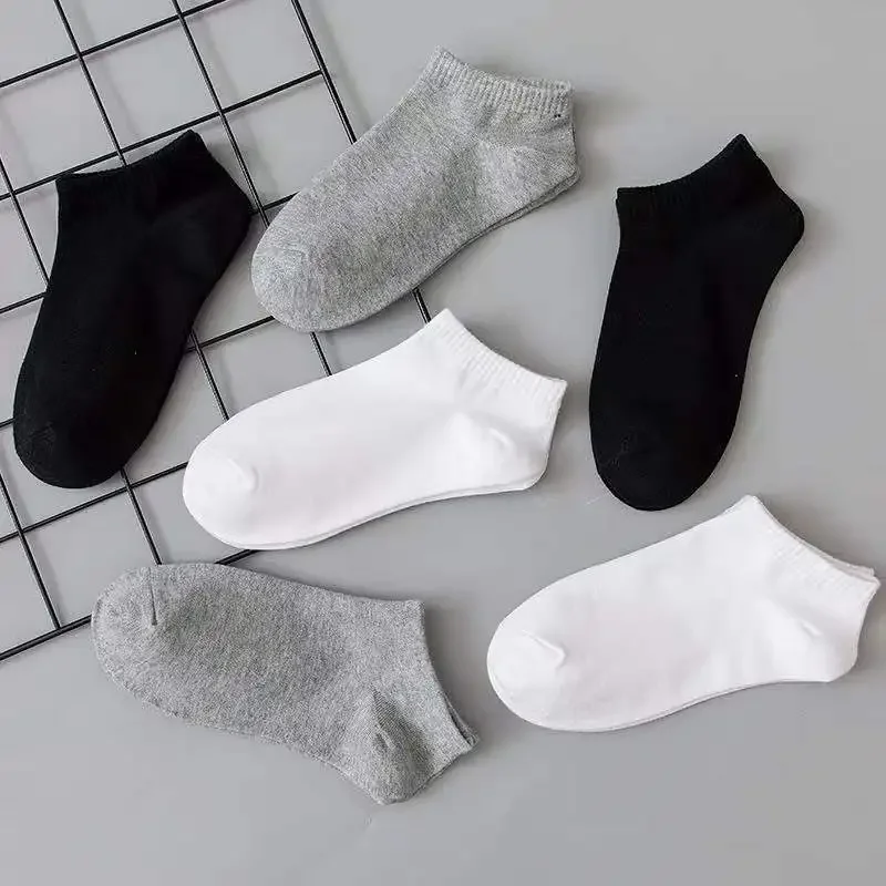 10/50 Pairs Black Men Socks Thin Breathable Socks Soft Cotton Sweat-Absorbing Casual Business Ankle Boat Socks For Men Women