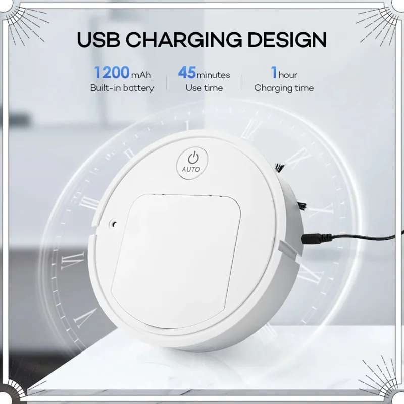 

USB Rechargeable 5-in-1 Robot Vacuum Cleaner Wet Mopping Automatic Cleaning Sweeping Machine Floor Mop