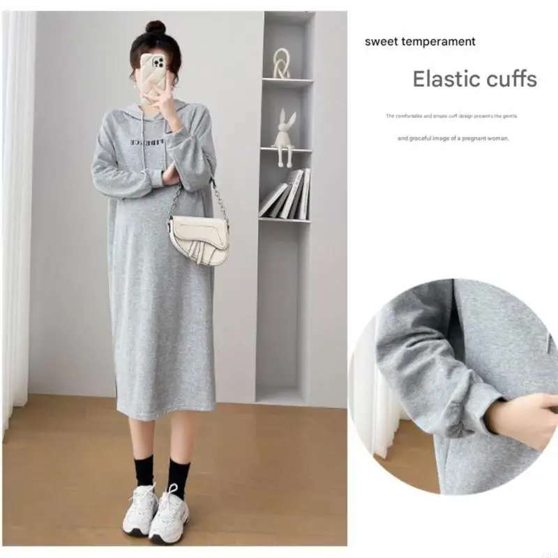 a-ライン-マタニティ-パーカー-ドレス-ソフト-コットン-寒い天候のアウトドア-アクティビティ妊娠フード付きスウェットシャツ-a2ub