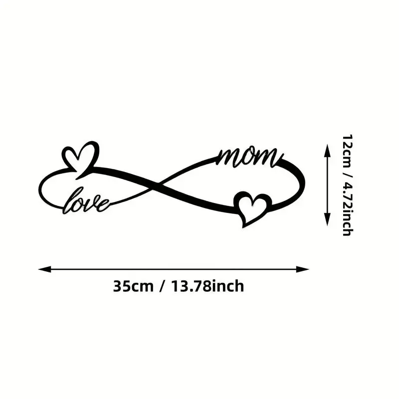 Mom's Love Infinity Heart Metal Wall Decor Art, Sign Metal Wall Art, Unique Love Heart Wall Hanging Geometric Ornaments, Home De