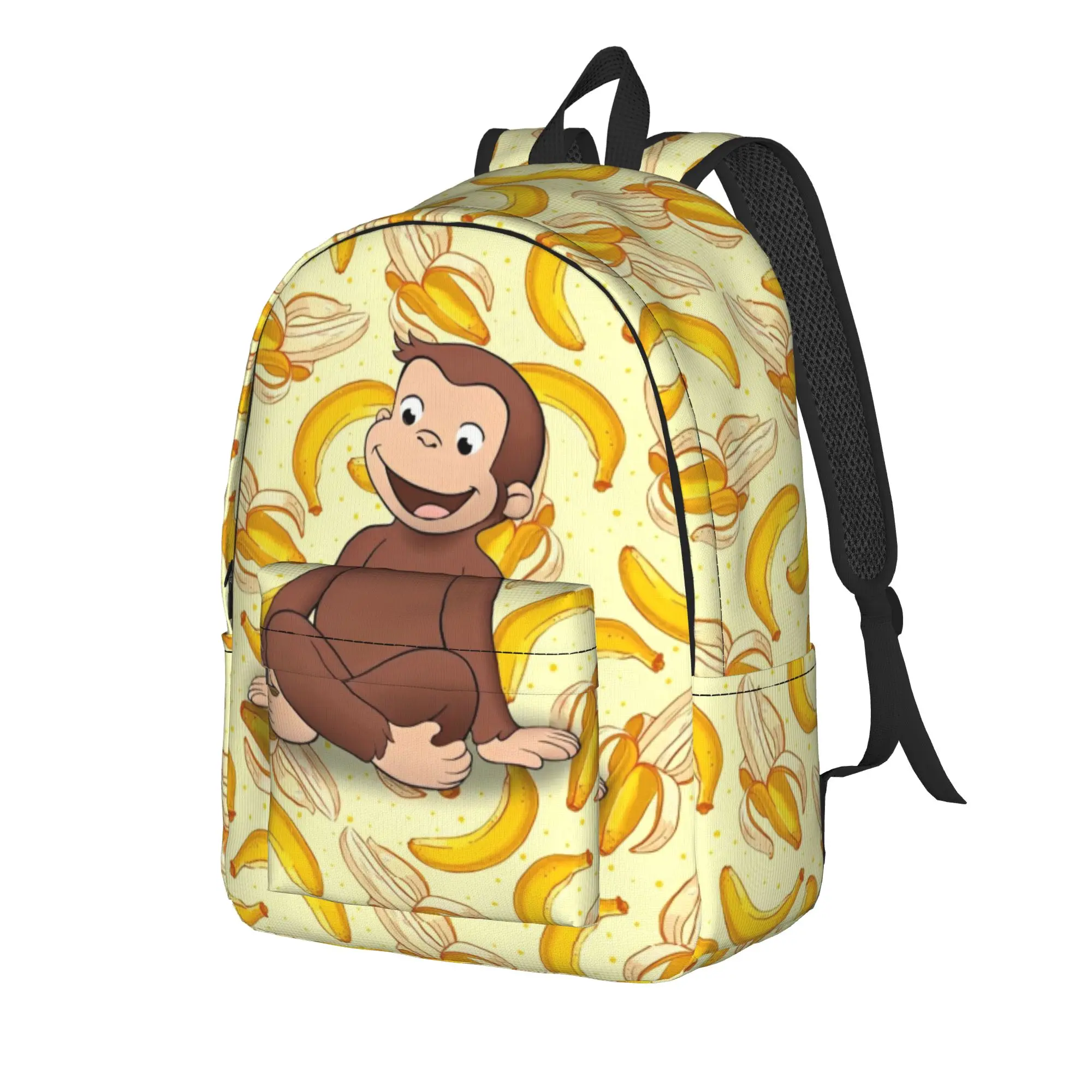 Cartoon Curious George Banana Backpack Fashion High School Business Daypack Monkey Laptop Computer Canvas Bags Lightweight