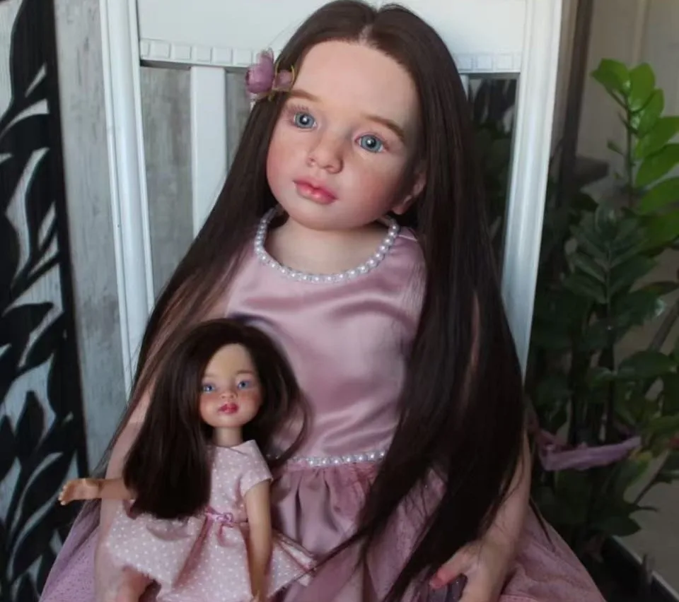 42'' Elegant Reborn Doll Toddler Girl Aloenka Frackles On Face Rooted Straight Hair Vinyl Kit Toy
