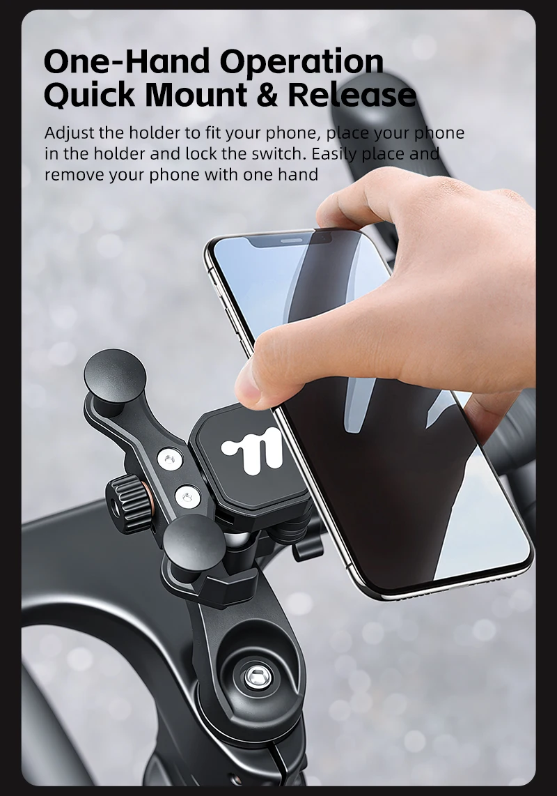 WEST BIKING Fahrrad-Handyhalterung mit Stoßdämpfung, Schnellverschluss, Anti-Shake-Halterung für Motorrad, MTB-Lenker, Vorbau und Rückspiegel – Detail 5