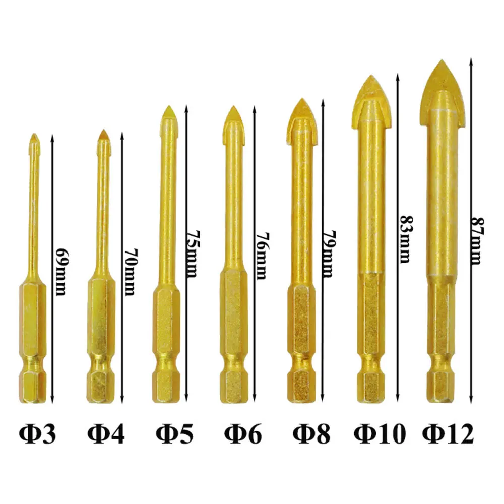 Binoax 5Pcs Glass Tile Drill Bits Set for Glass Ceramic Concrete 1/4