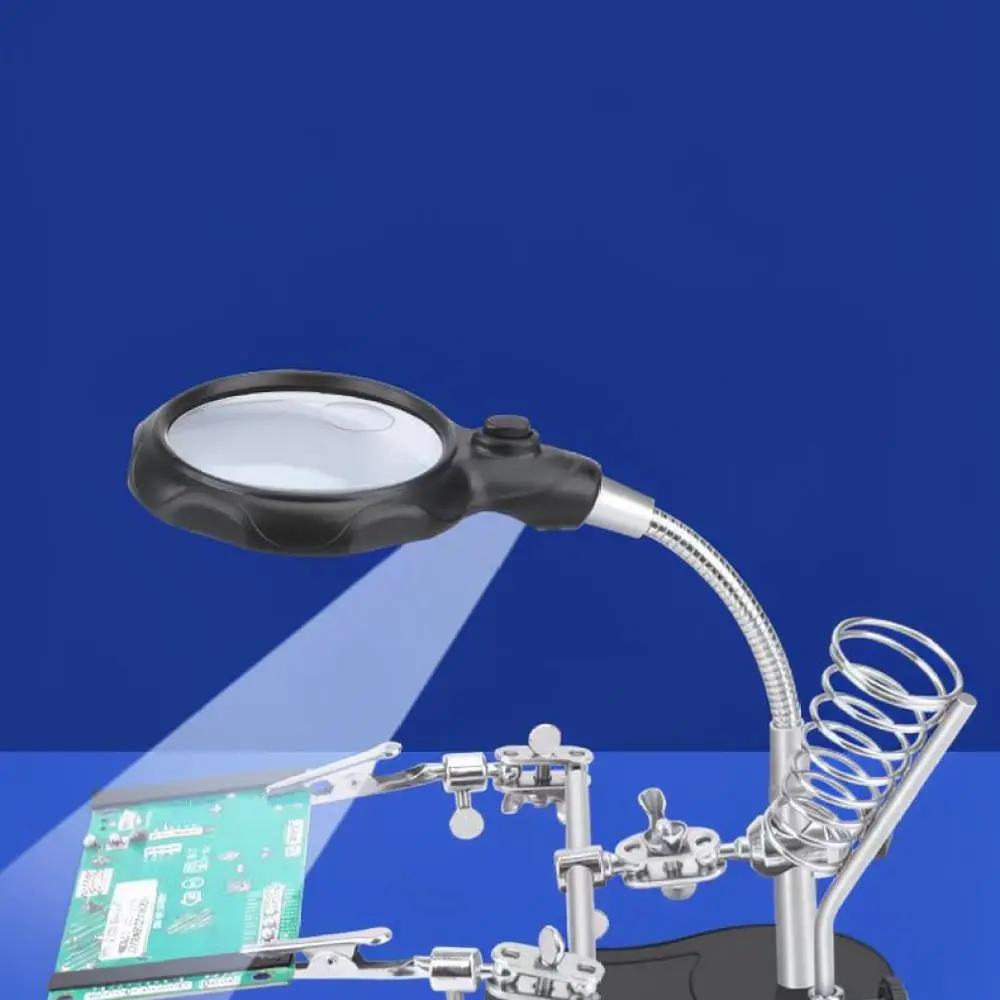 Magnifying Glass Lighted Soldering Aid Station Helping Hands Clamp For Laboratory Jewelry Industrial Repair Tool Set