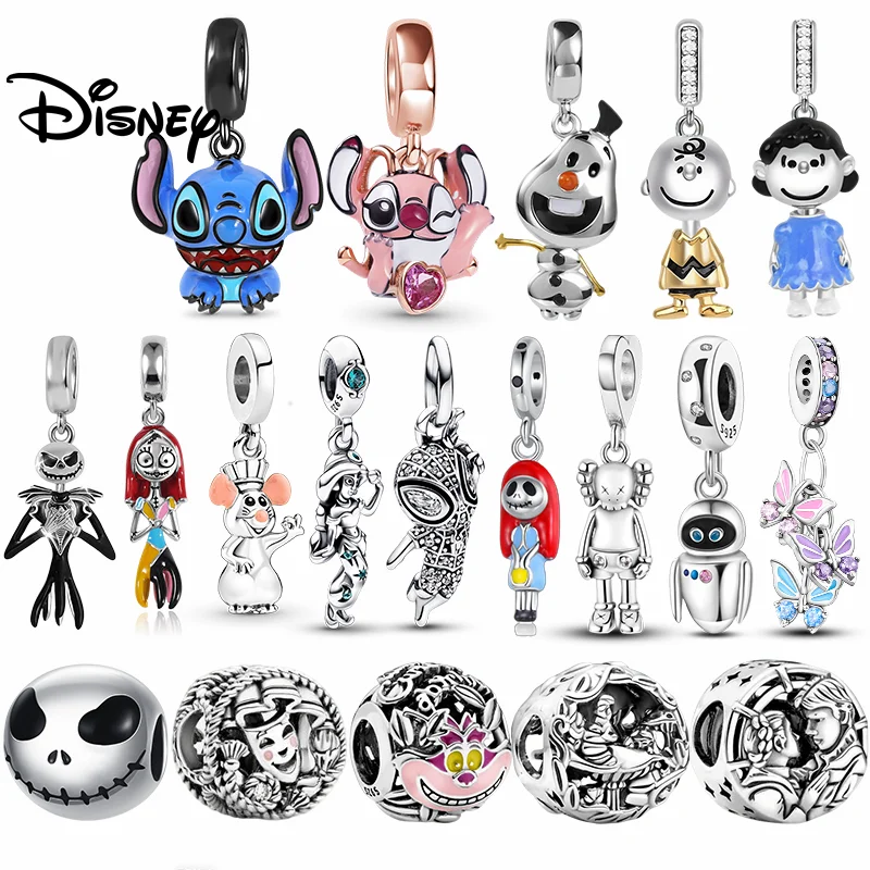 925 Silver Disney Stitch The Nightmare Before Christmas Pendant Fit Necklace Original Bracelet DIY Festival Women's Party Gifts