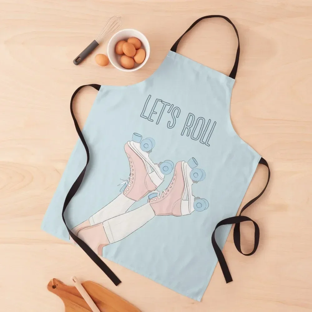 

Roller skates retro 80s 70s print Apron cook wear For Kitchen Women Novelties Kitchen And Home Apron