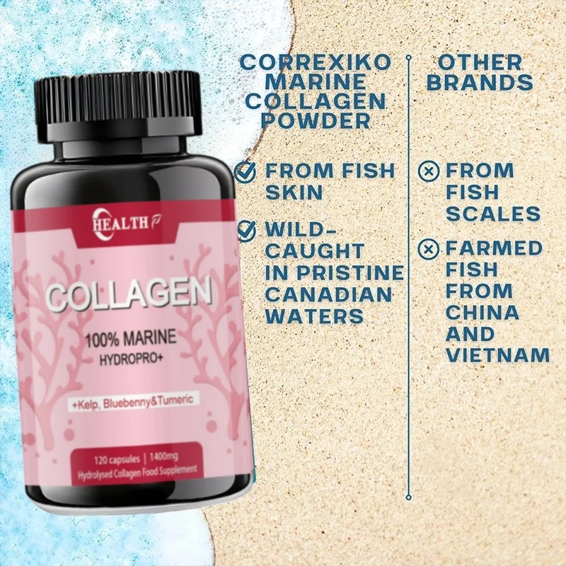 Marine Hydrolyzed Collagen Caps Strong Whitening Reduce Dull Skin Supplement Collagen Anti-oxidation Anti-aging Enhance Immunity