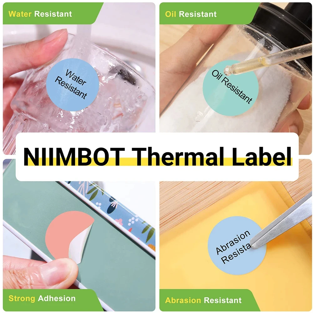 Niimbot B1 Paper Labels for B21/B3S Label Maker Sticker Anti-Oil Tear-Resistant Waterproof Thermal Sticker Label Round Labels