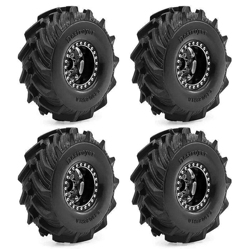 4PCS 1.0 Inch Rubber Wheels Tires Set Upgraded Wheel Rim for 1/18 RC Crawler TRX4M SCX24 FMS Rock Crawling Upgrade Parts