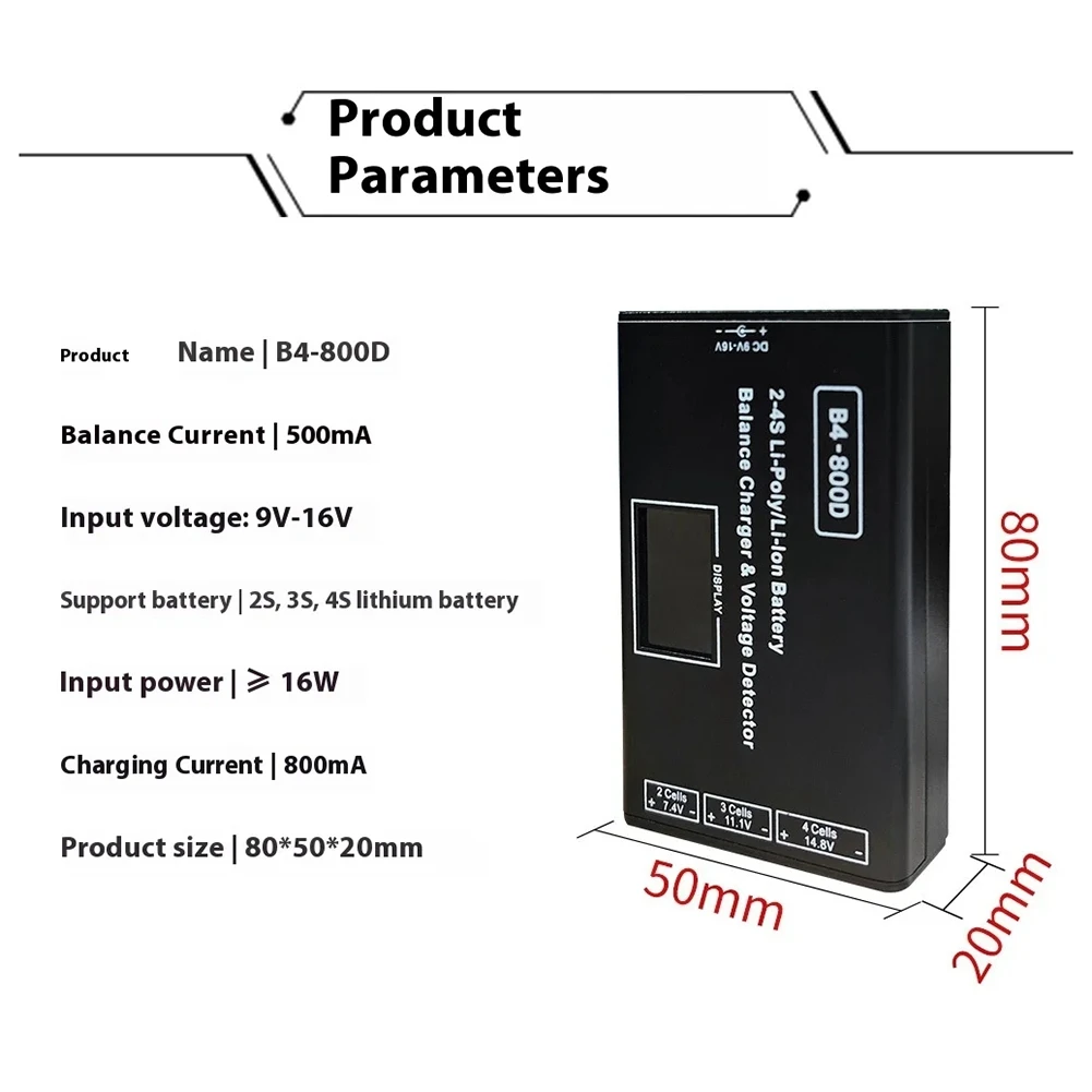 【تصقيد الأخير!】لشاحن B4 Bc-800D شاحن بطارية ليثيوم للطائرات الطرازية 2S 3S 4S شحن متوازن B4 مع شاشة عرض